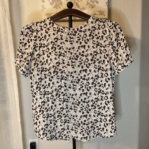 LOFT Animal Print Blouse in Black and Tan